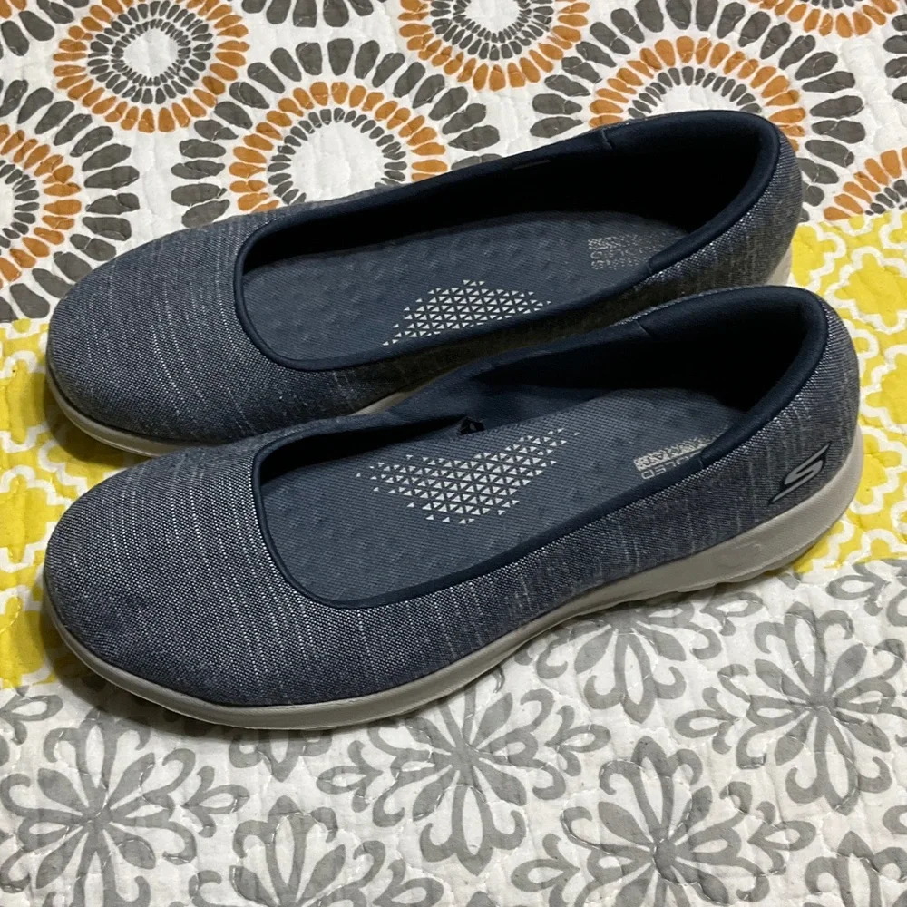 Skechers Women's Denim Blue Slip-On Ballet Flats